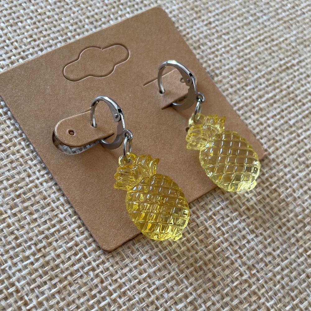 Stainless Steel Yellow Pineapple Earrings